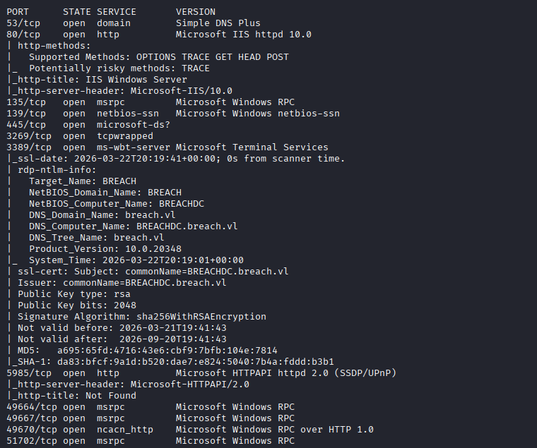 nmap results