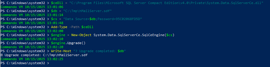 sdf upgrade powershell