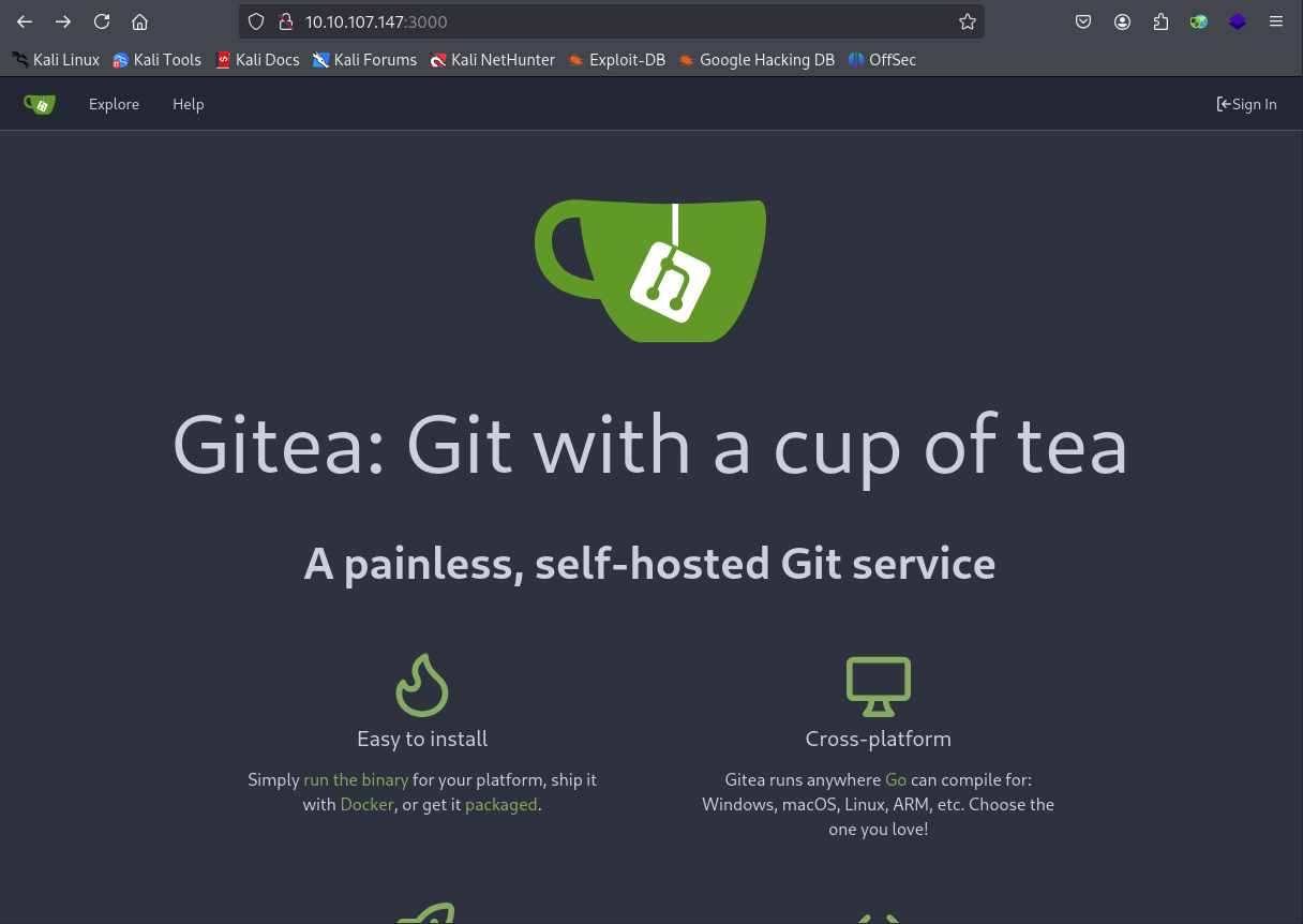 gitea homepage