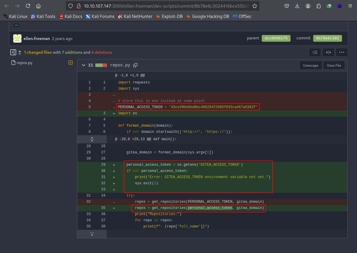 token removed in second commit